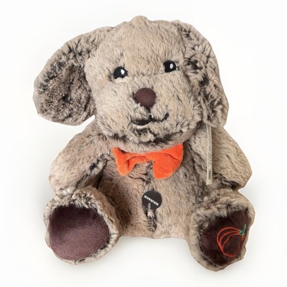PetSmart Chance Dog Toy Pumpkin Bowtie Brown Puppy Squeaks Plush Floppy Ears NWT - Picture 1 of 12